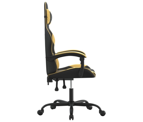 Silla gaming giratoria cuero sintético negro y dorado