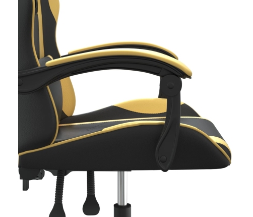 Silla gaming giratoria cuero sintético negro y dorado