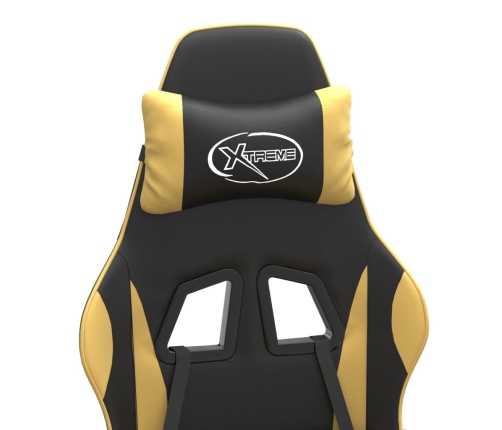 Silla gaming giratoria cuero sintético negro y dorado