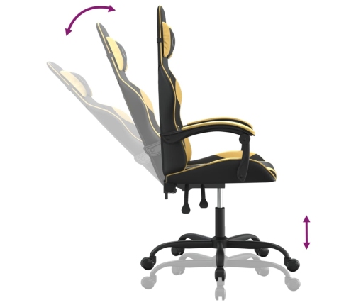 Silla gaming giratoria cuero sintético negro y dorado