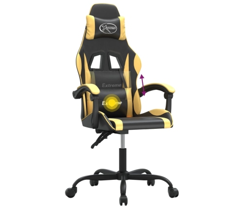 Silla gaming giratoria cuero sintético negro y dorado