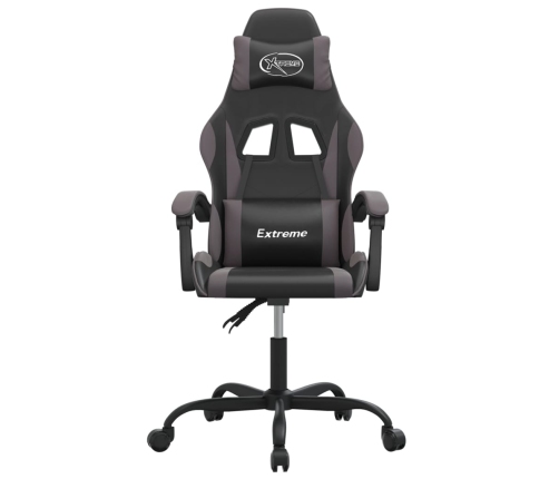 Silla gaming giratoria cuero sintético negro y gris