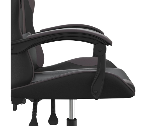 Silla gaming giratoria cuero sintético negro y gris