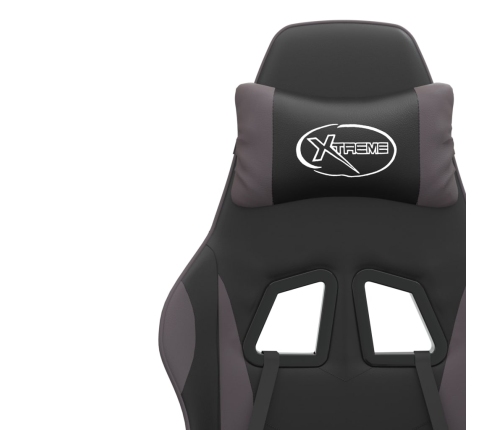 Silla gaming giratoria cuero sintético negro y gris