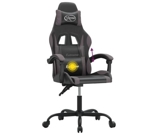 Silla gaming giratoria cuero sintético negro y gris