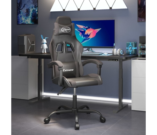 Silla gaming giratoria cuero sintético negro y gris