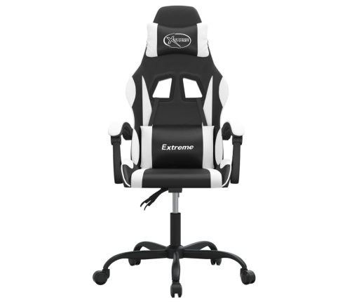 Silla gaming giratoria cuero sintético negro y blanco