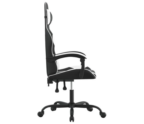 Silla gaming giratoria cuero sintético negro y blanco