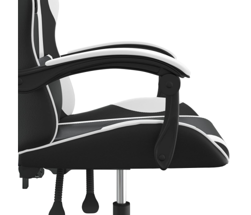 Silla gaming giratoria cuero sintético negro y blanco