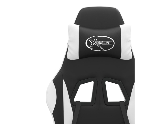 Silla gaming giratoria cuero sintético negro y blanco