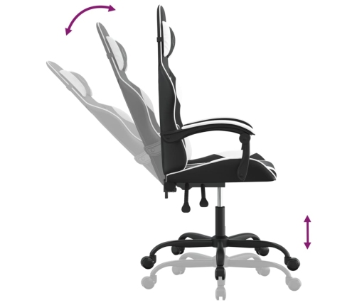 Silla gaming giratoria cuero sintético negro y blanco