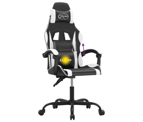 Silla gaming giratoria cuero sintético negro y blanco