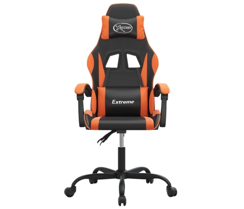 Silla gaming giratoria cuero sintético negro y naranja