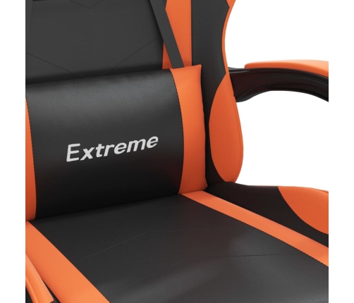 Silla gaming giratoria cuero sintético negro y naranja