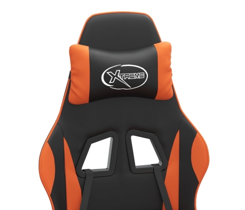 Silla gaming giratoria cuero sintético negro y naranja