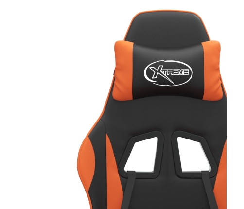 Silla gaming giratoria cuero sintético negro y naranja