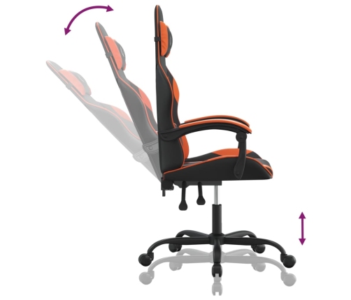 Silla gaming giratoria cuero sintético negro y naranja