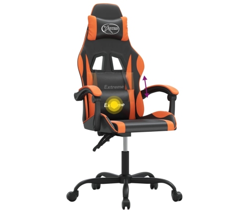 Silla gaming giratoria cuero sintético negro y naranja