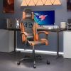 Silla gaming giratoria cuero sintético negro y naranja