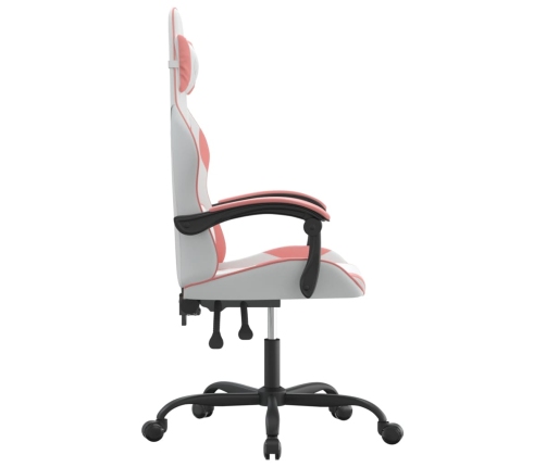 Silla gaming giratoria cuero sintético blanco y rosa