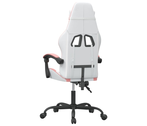 Silla gaming giratoria cuero sintético blanco y rosa