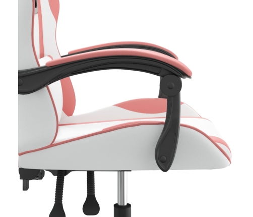 Silla gaming giratoria cuero sintético blanco y rosa