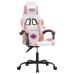 Silla gaming giratoria cuero sintético blanco y rosa