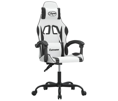 Silla gaming giratoria cuero sintético blanco y negro