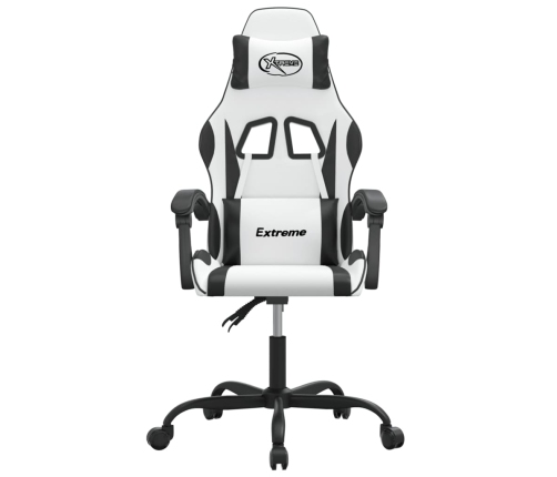 Silla gaming giratoria cuero sintético blanco y negro