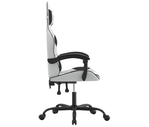 Silla gaming giratoria cuero sintético blanco y negro