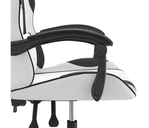 Silla gaming giratoria cuero sintético blanco y negro