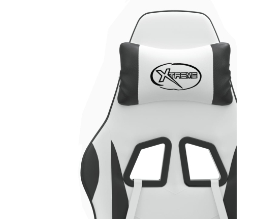 Silla gaming giratoria cuero sintético blanco y negro