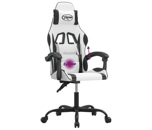 Silla gaming giratoria cuero sintético blanco y negro