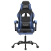 Silla gaming giratoria y reposapiés cuero sintético negro azul