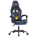 Silla gaming giratoria y reposapiés cuero sintético negro azul