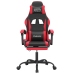 Silla gaming giratoria y reposapiés cuero sintético negro rojo