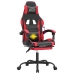 Silla gaming giratoria y reposapiés cuero sintético negro rojo