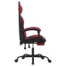 Silla gaming giratoria y reposapiés cuero sintético negro rojo