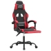 Silla gaming giratoria y reposapiés cuero sintético negro rojo