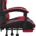 Silla gaming giratoria y reposapiés cuero sintético negro rojo