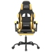 Silla gaming giratoria reposapiés cuero sintético negro dorado