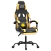 Silla gaming giratoria reposapiés cuero sintético negro dorado