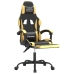 Silla gaming giratoria reposapiés cuero sintético negro dorado