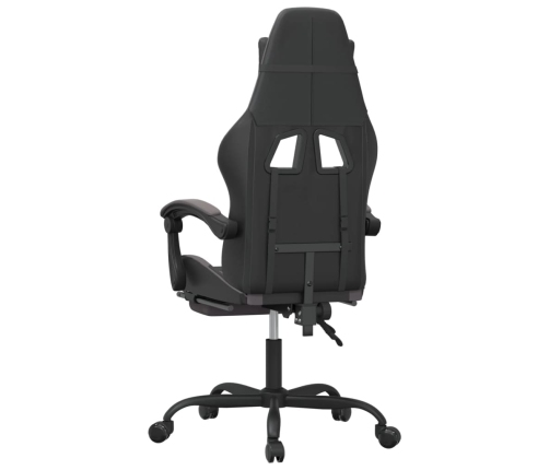 Silla gaming giratoria y reposapiés cuero sintético negro gris