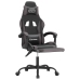 Silla gaming giratoria y reposapiés cuero sintético negro gris