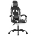 Silla gaming giratoria reposapiés cuero sintético negro blanco