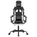 Silla gaming giratoria reposapiés cuero sintético negro blanco