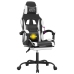 Silla gaming giratoria reposapiés cuero sintético negro blanco