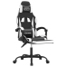 Silla gaming giratoria reposapiés cuero sintético negro blanco