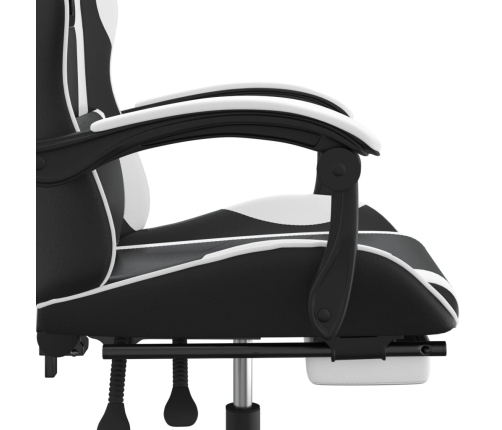 Silla gaming giratoria reposapiés cuero sintético negro blanco